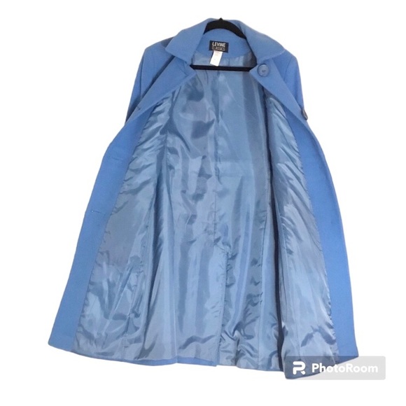 Vintage Sky Blue Long Wool Coat Medium - Picture 2 of 8